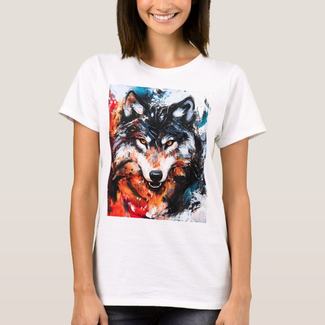 Abstrakter wilder Wolf-Geist T-Shirt (Vorderseite)