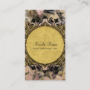Abstrakter Wirbel Pink Schwarz & Gold Glam Grunge  Visitenkarte
