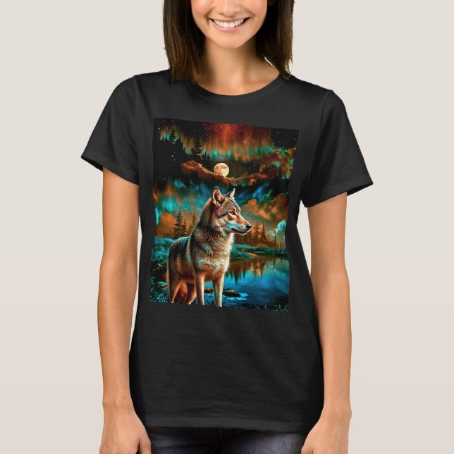 Abstrakter Wolf in Holz T-Shirt (Vorderseite)