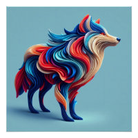 Abstrakter Wolf in mehreren Farben