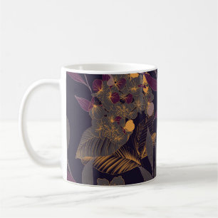Abstrakter zeichn von Blume und Blätter auf einem Kaffeetasse