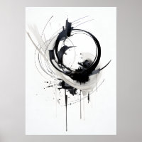 Abstrakter Zen-Kreis Schwarz-Weiß