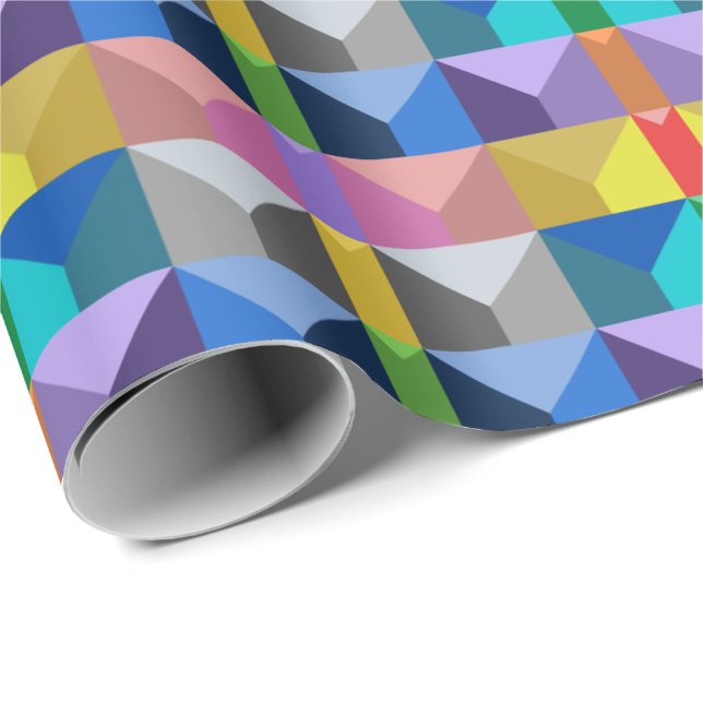 Abstraktes 3D-Dreieckmuster Geschenkpapier (Rolleneckpunkt)