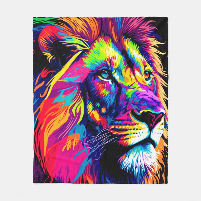 Abstraktes 3D-Lion-Portrait Digitale Kunst Fleecedecke (Vorderseite)