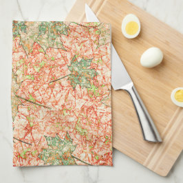 Abstraktes Acer Blätter auf zerkratztem Korallenbo Geschirrtuch