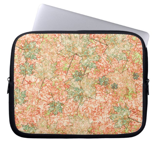 Abstraktes Acer Blätter auf zerkratztem Korallenbo Laptopschutzhülle (Vorderseite)