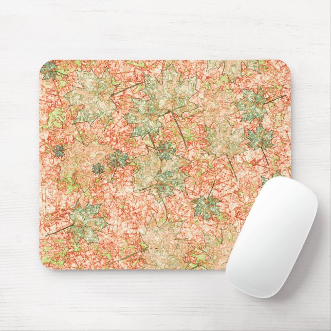 Abstraktes Acer Blätter auf zerkratztem Korallenbo Mousepad (Mit Mouse)