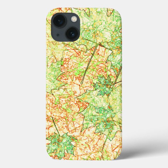 Abstraktes Acerblatt auf zerkratztem Boden, beige Case-Mate iPhone Hülle (Rückseite)