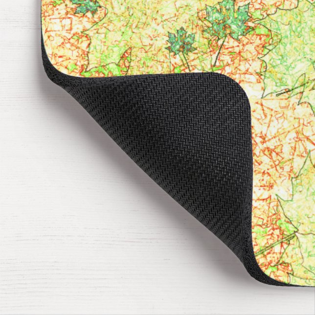 Abstraktes Acerblatt auf zerkratztem Boden, beige Mousepad (Ecke)