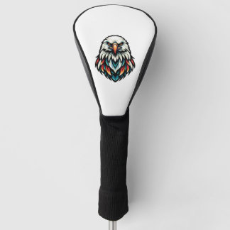 Abstraktes Adlerportrait in Vivid Hues Golf Headcover