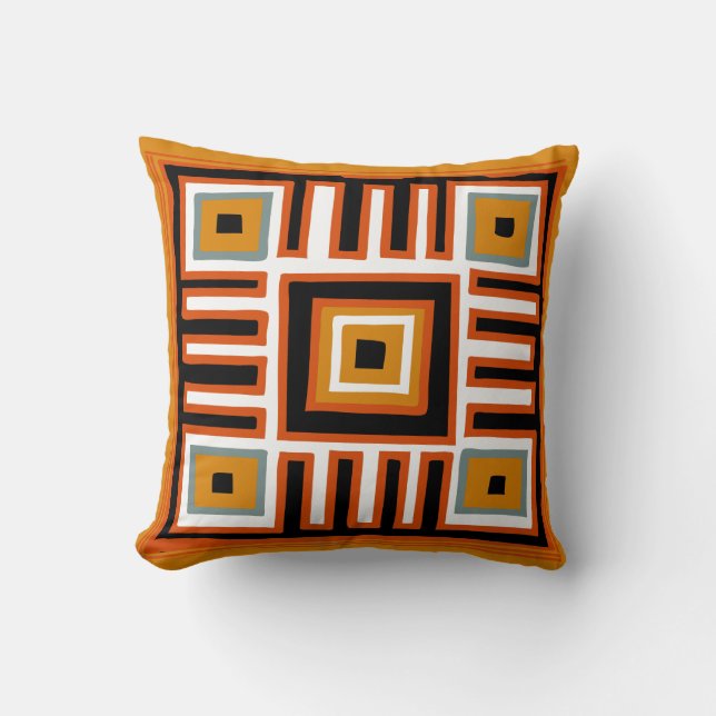 Abstraktes afrikanisches geometrisches Stammmuster Kissen (Vorderseite)