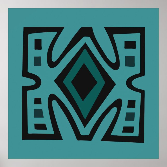 Abstraktes afrikanisches geometrisches Stammmuster Poster (Vorne)
