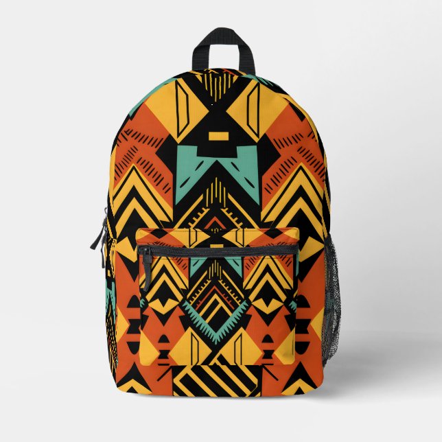 Abstraktes afrikanisches Muster Bedruckter Rucksack (Vorderseite)