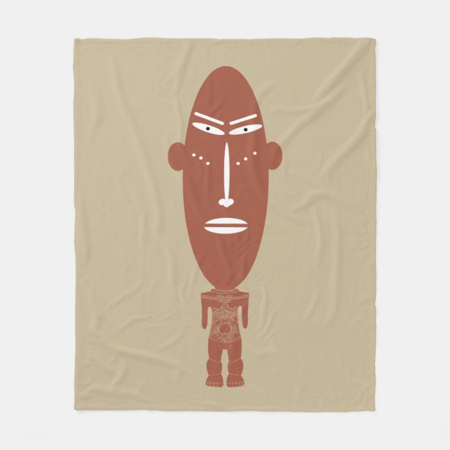 Abstraktes afrikanisches Stammesportrait Fleecedecke (Vorderseite)