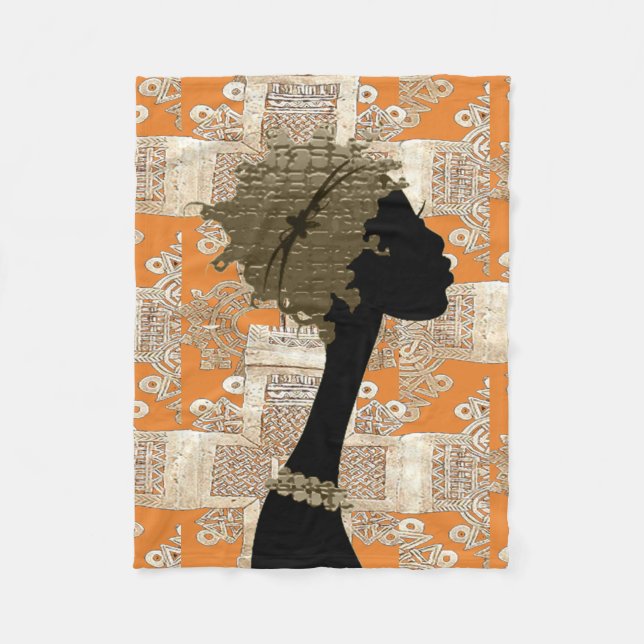 Abstraktes afrozentrisches Motif Fleecedecke (Vorderseite)
