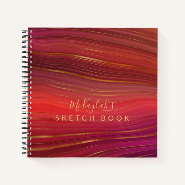Abstraktes Agate Sketch mit Name Notizbuch (Vorderseite)