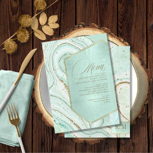 Abstraktes Agate Wedding Menu V1 Mint ID827 Menükarte