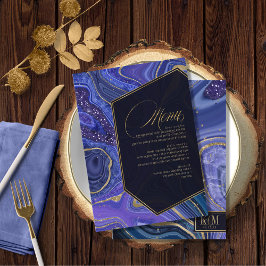 Abstraktes Agate Wedding Menu V1 Mitternacht ID827 Menükarte