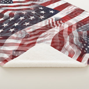 Abstraktes Amerikanisches Rot Weiß Blau Flaggen Mo Sherpadecke