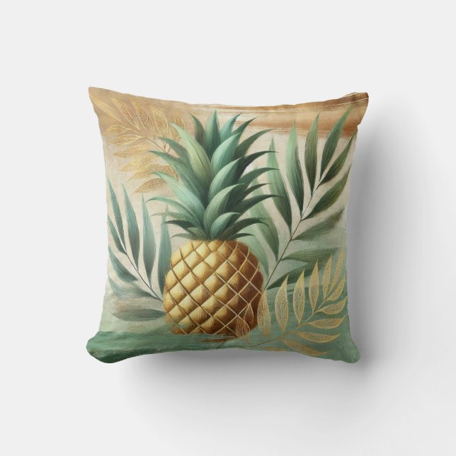Abstraktes Ananas GOLDEN Leaf Artwork STYLE11 Kissen (Vorderseite)