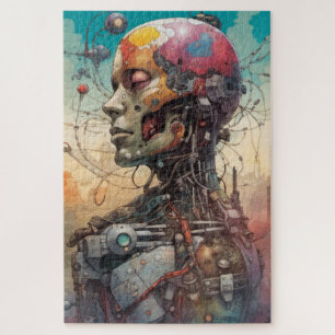 Abstraktes anatomisches Cyborg-Jigsaw-Puzzle