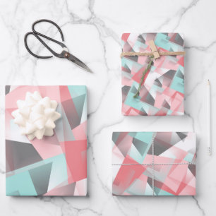 Abstraktes Angesagtes Modern geometrisches Mosaikk Geschenkpapier Set