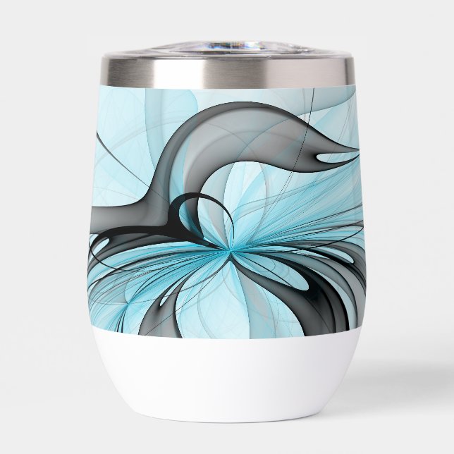 Abstraktes Anthracite Grau Blau Modernes Fraktal K (Vorderseite)