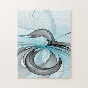 Abstraktes Anthracite Grau Blau Modernes Fraktal K