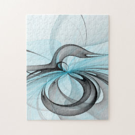 Abstraktes Anthracite Grau Blau Modernes Fraktal K