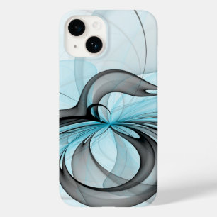 Abstraktes Anthracite Grau Blau Modernes Fraktal K Case-Mate iPhone 14 Hülle