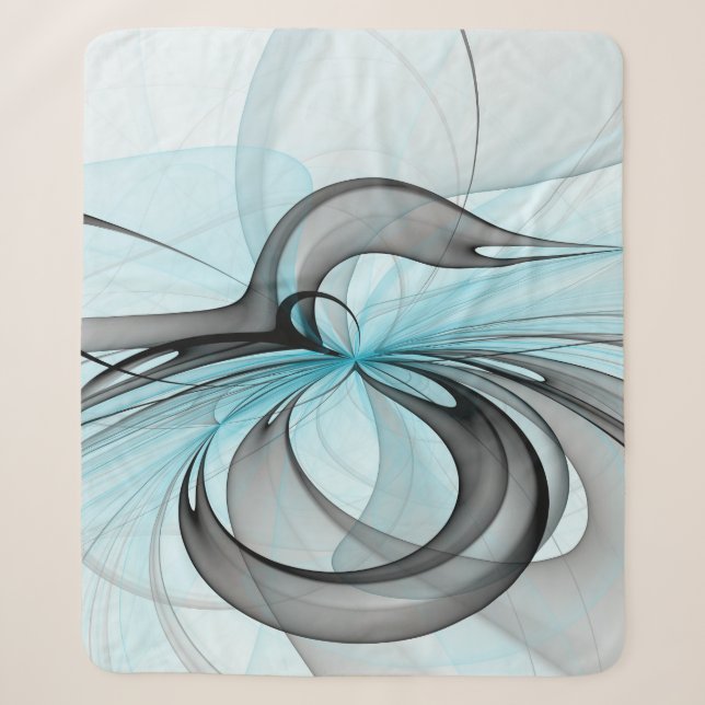 Abstraktes Anthracite Grau Blau Modernes Fraktal K Sherpadecke (Vorderseite)