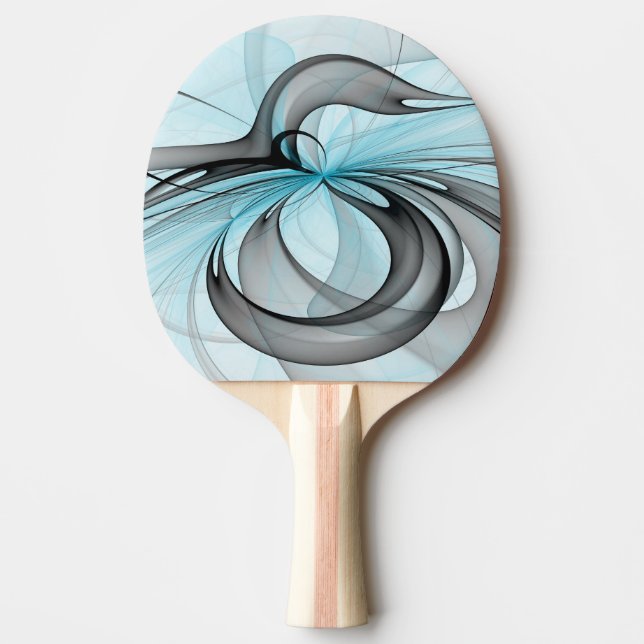 Abstraktes Anthracite Grau Blau Modernes Fraktal K Tischtennis Schläger (Vorderseite)