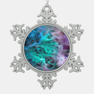 Abstraktes Apophysis-Fraktal I Schneeflocken Zinn-Ornament