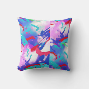 Abstraktes Aqua-Aqua-Indigo-Rosa Kissen