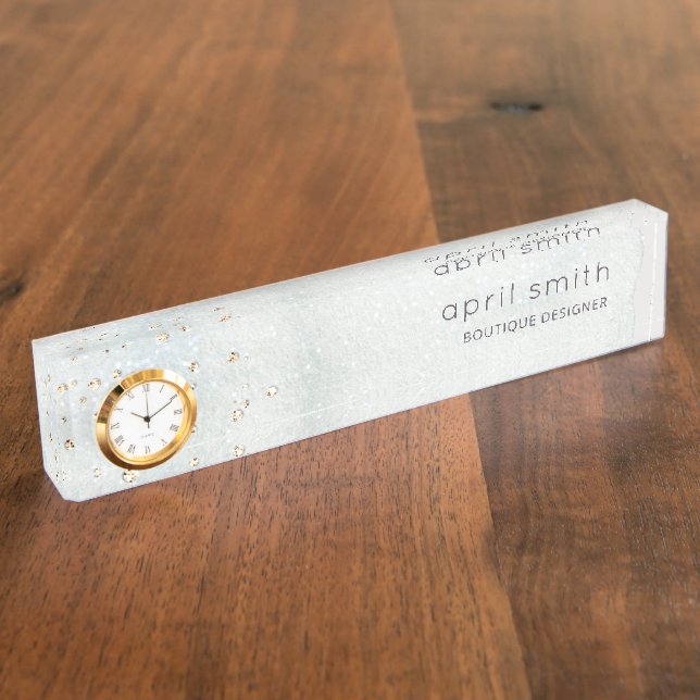 Abstraktes Aqua Blue Brush Parco Civico-Ciani Wate Namensplakette (Seite)