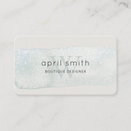 Abstraktes Aqua Blue Brush Stoß Monogram Shiny Visitenkarte