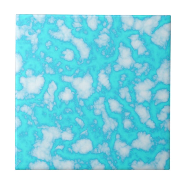 Abstraktes Aqua Blue Marble Fliese (Vorderseite)