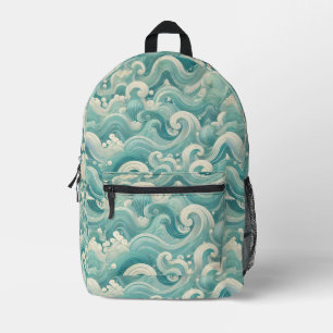 Abstraktes Aqua Blue & White Wave - Moderne Fluid  Bedruckter Rucksack
