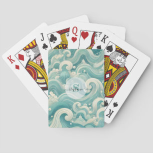 Abstraktes Aqua Blue & White Wave - Moderne Fluid Spielkarten