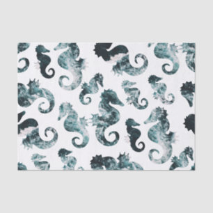 Abstraktes Aqua-Seepferdmuster Seidenpapier