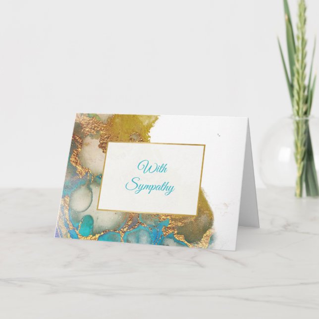 Abstraktes Aquamarines Gold Agate Watercolor-Beile Karte (Vorderseite)
