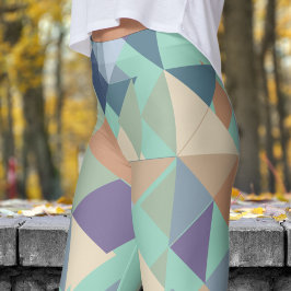 Abstraktes Aquamarines grünes Mosaikmuster Leggings