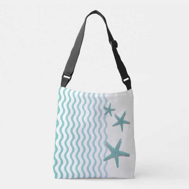 Abstraktes Aquamarines Meer mit Starfish Tasche (Vorderseite)