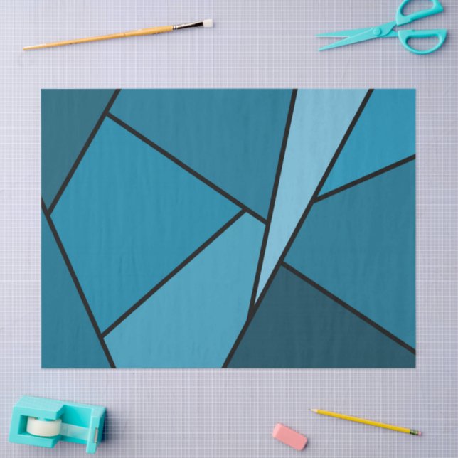 Abstraktes Aquamarines Polygons-Gewebe Seidenpapier (Basteln)