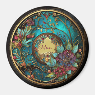 Abstraktes Aquamarines und rosa Farbglas Muttertag Magnet