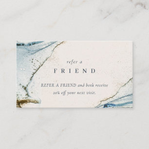 Abstraktes Aquarell Blue Gold Beachy Refer Friend Visitenkarte