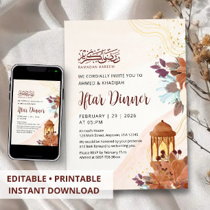 Abstraktes Aquarell-Blumen-Ramadan-Iftar-Dinner Einladung