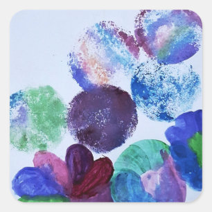 Abstraktes Aquarell-Blumen-Sticker Quadratischer Aufkleber