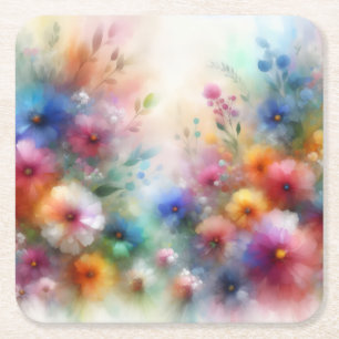 Abstraktes Aquarell-Blumen- Untersetzerpapier Rechteckiger Pappuntersetzer