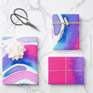 Abstraktes Aquarell-Design Geschenkpapier Set